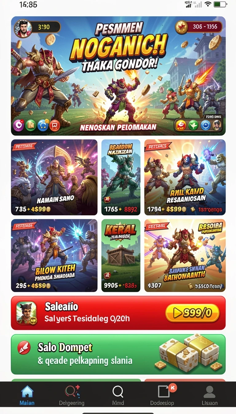 yy123 - Tampilan menu utama yang menarik.